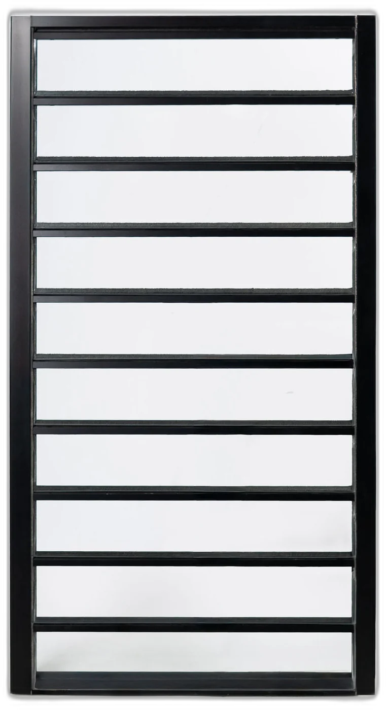 Black frame glass louver window