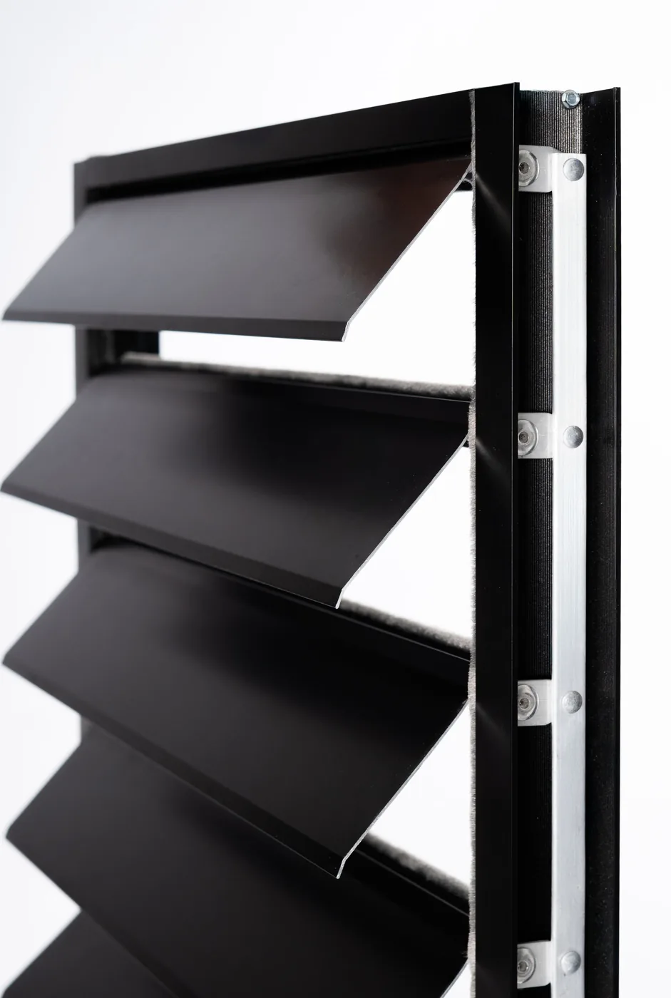 Aluminum louvers open